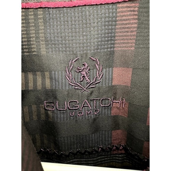 Bugatchi Uomo Plaid Classic Fit Long Sleeve Button Down Shirt Black/Blue/Red L - Picture 3 of 8